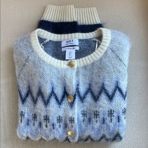 NWT Wilt 100% Brushed Cashmere Fair Isle Cardigan - Navy/Multi